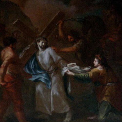 Veronika reicht Jesus das Schweißtuch